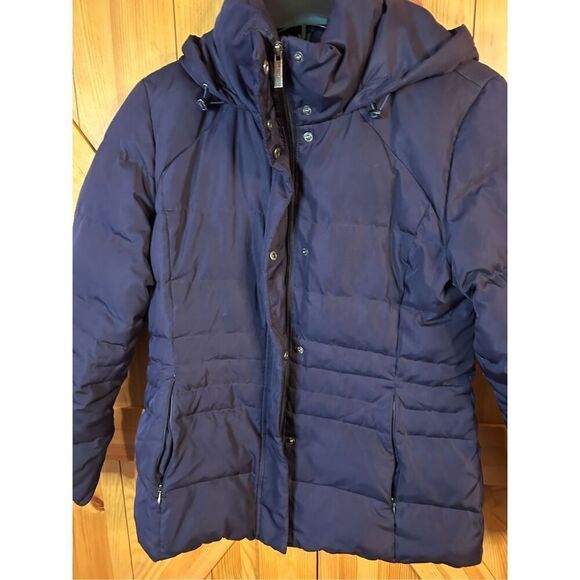 Calvin Klein Down Puffer Jacket Coat Hooded Eggplant Size Medium (4350) - Picture 3 of 11